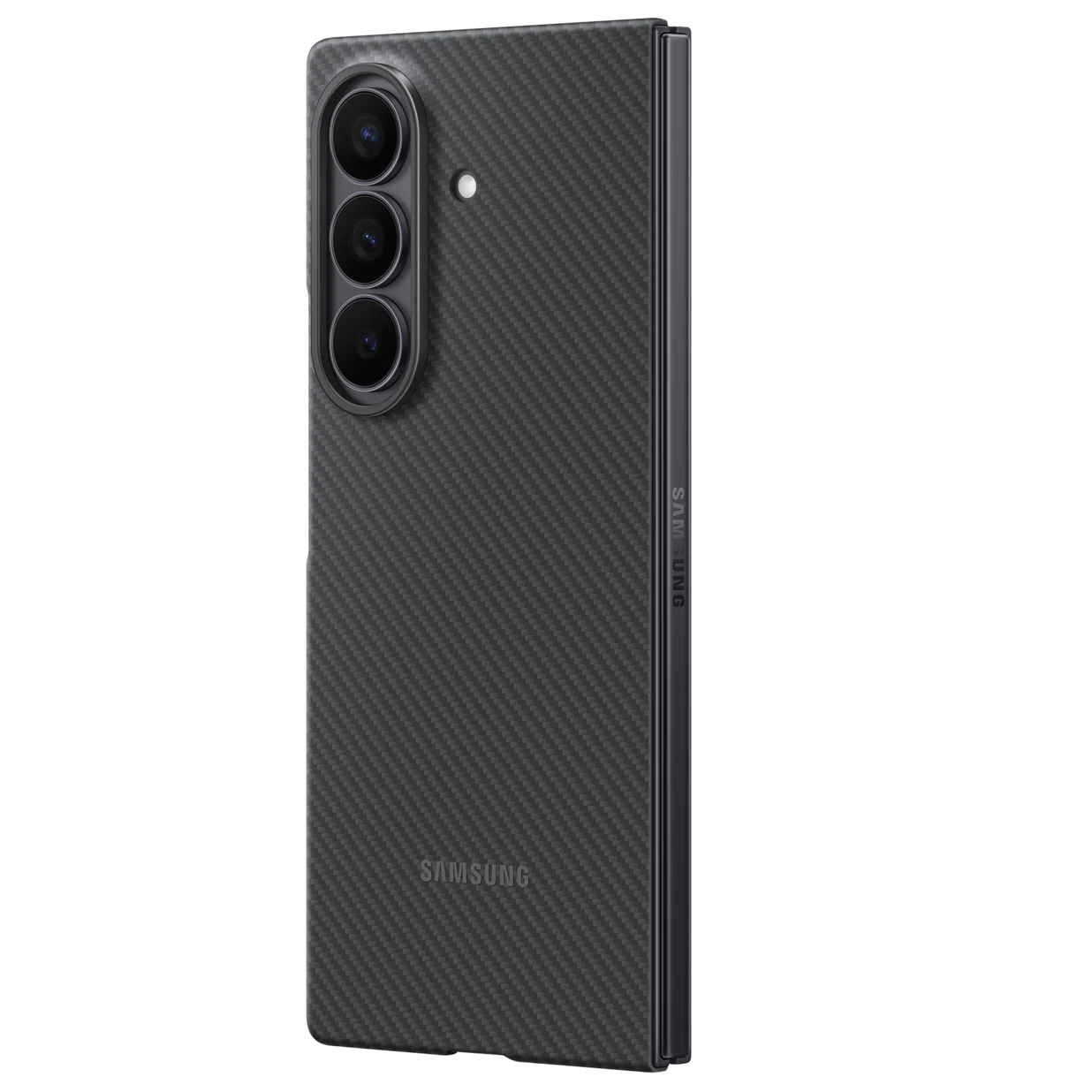 Samsung Galaxy Z Fold7 Black 0.8mm Aramid Carbon Fiber Logo Back Cover (Back Panel Only)