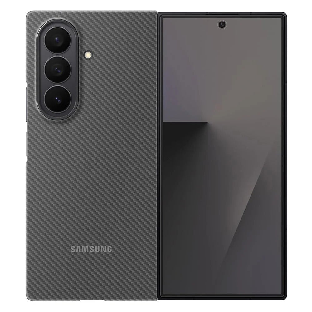 Samsung Galaxy Z Fold7 Black 0.8mm Aramid Carbon Fiber Logo Back Cover (Back Panel Only)