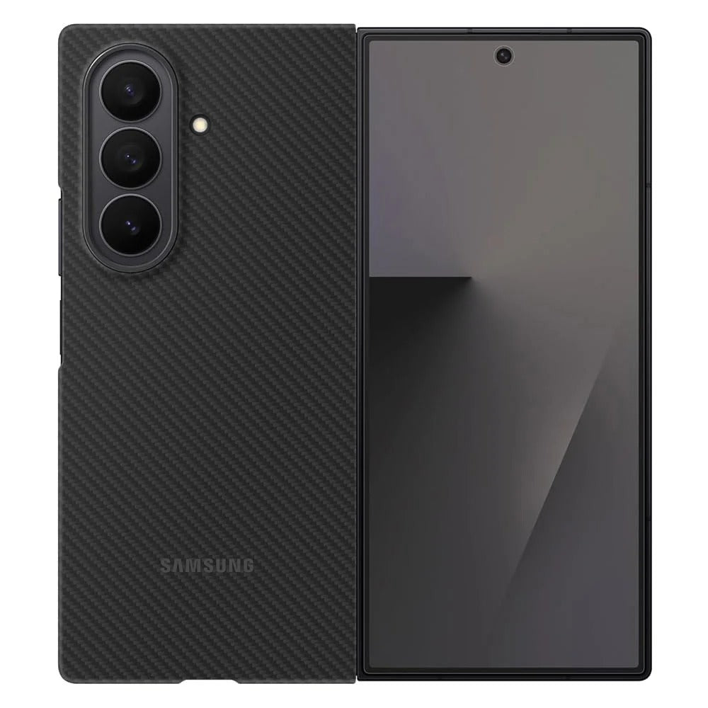 Samsung Galaxy Z Fold7 Black 0.8mm Aramid Carbon Fiber Logo Back Cover (Back Panel Only)