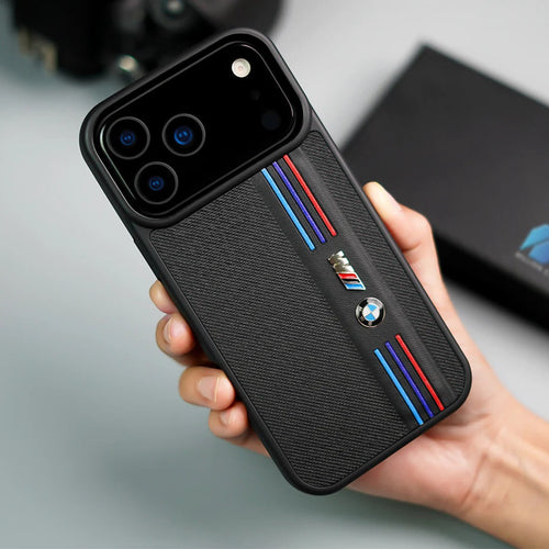 iPhone 17 Pro Max BMW Case, BMW M-Sport Performance Series Leather Back cover - Black