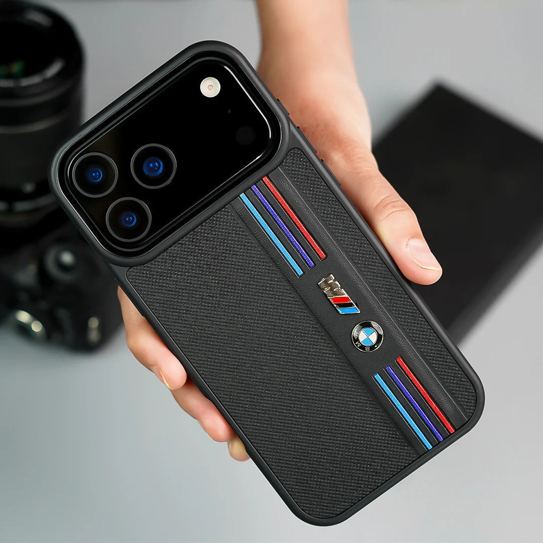 iPhone 17 Pro Max BMW Case, BMW M-Sport Performance Series Leather Back cover - Black