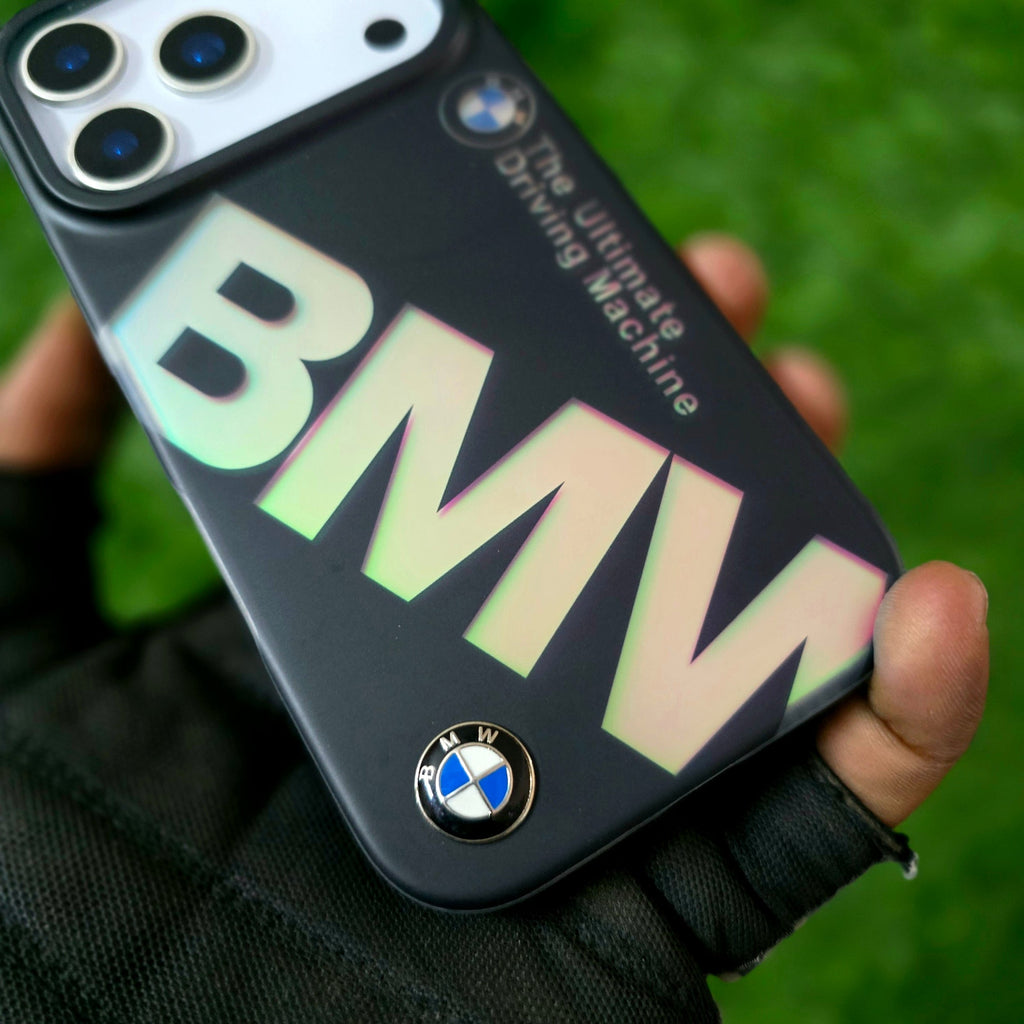 iPhone 17 Pro Max BMW Case, "The Ultimate Driving Machine" Multi Changing Color Case with Real Logo - Black