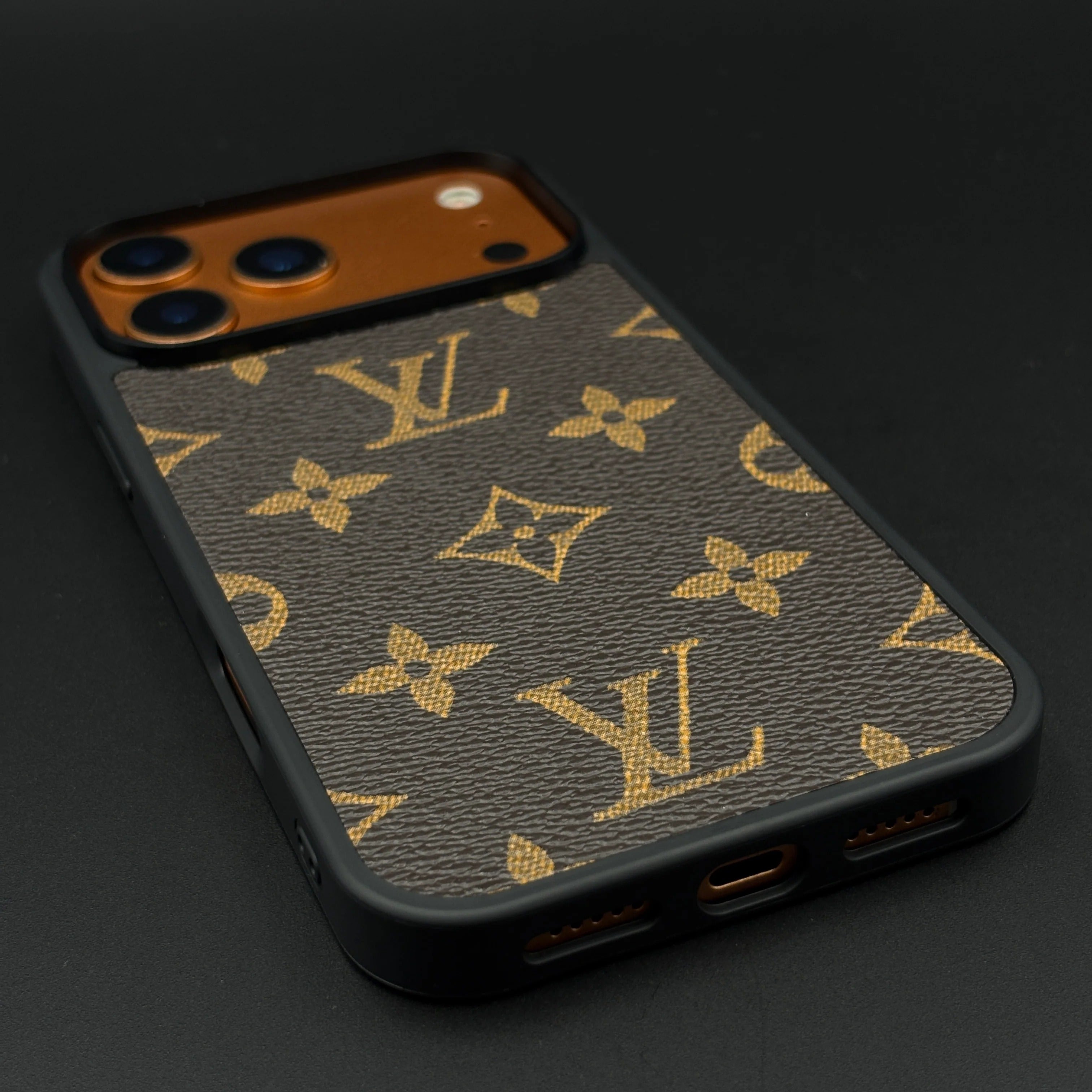 iPhone 17 Pro Max LV Leather Case, Luxurious Louis Vuitton Leather Case - Brown