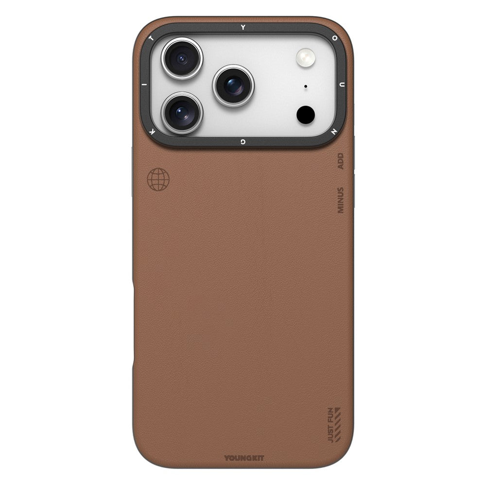 iPhone 17 Pro Max Leather Case, YOUNGKIT Matte Finish Leather Cover with Magsafe - Brown