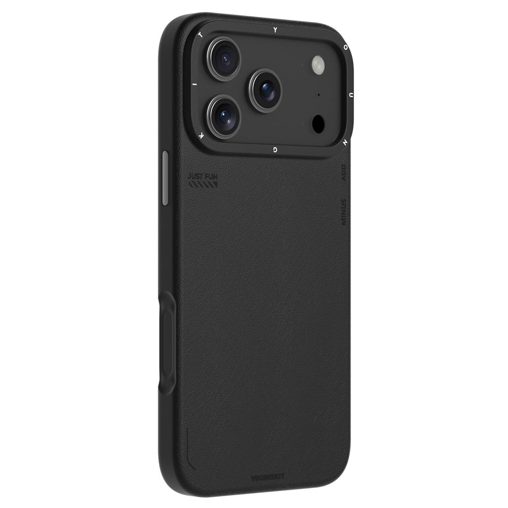 iPhone 17 Pro Max Leather Case, YOUNGKIT Matte Finish Leather Cover with Magsafe - Black