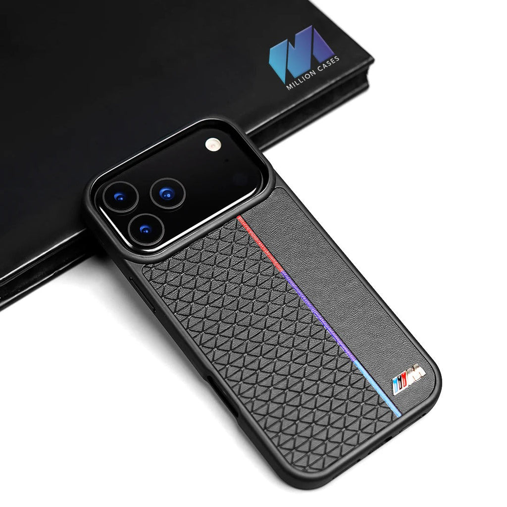 iPhone 17 Pro Max BMW Case, BMW M Sport Performance Series Leather Back cover - Black