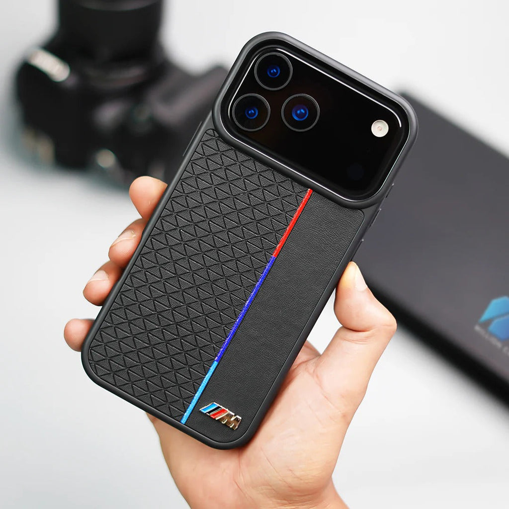 iPhone 17 Pro Max BMW Case, BMW M Sport Performance Series Leather Back cover - Black