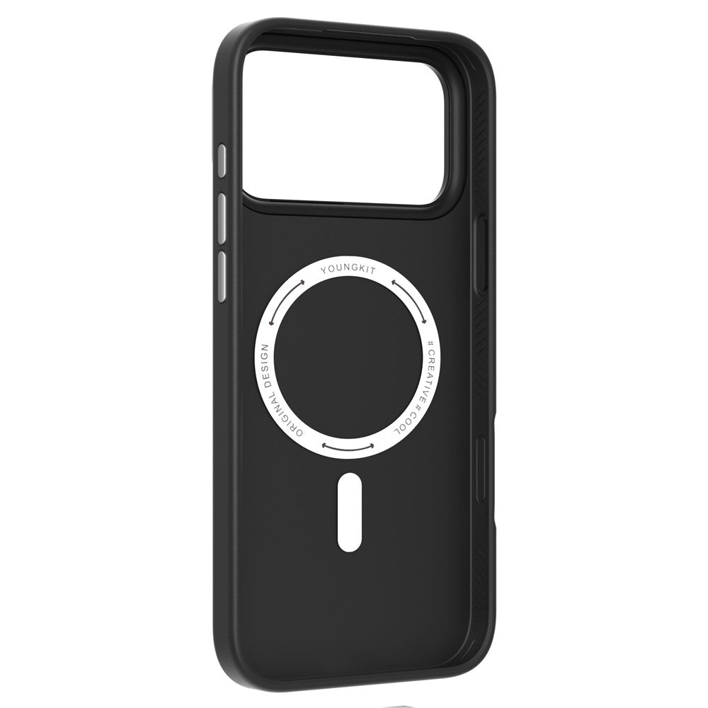 iPhone 17 Pro Max Leather Case, YOUNGKIT Matte Finish Leather Cover with Magsafe - Black